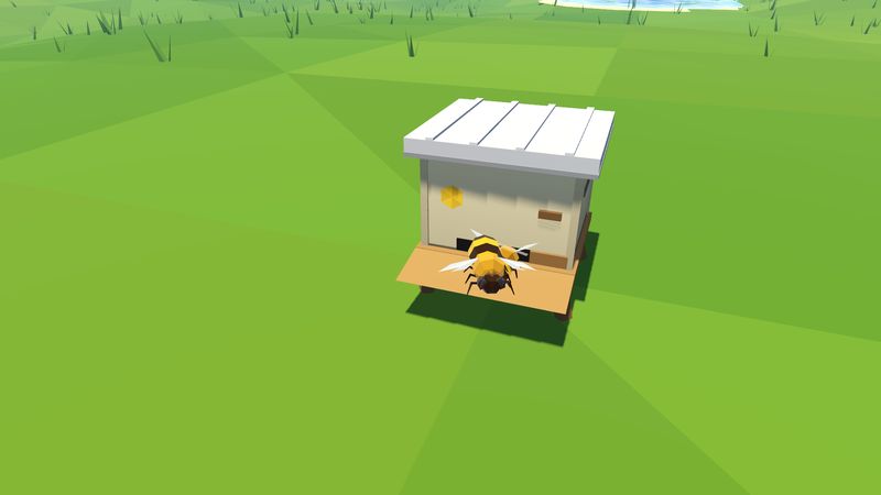 A bee on the landing board facing the entrance, fanning